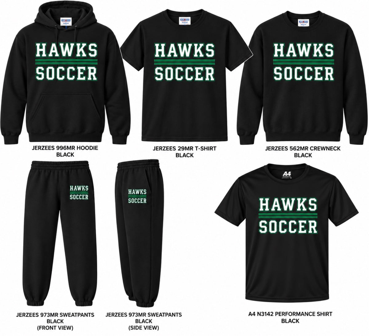 GW SOCCER HAWKS BLACK ITEMS
