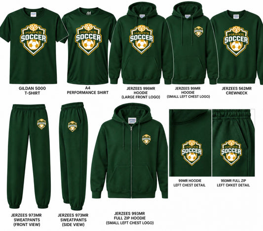 GW SOCCER HAWKS GREEN ITEMS