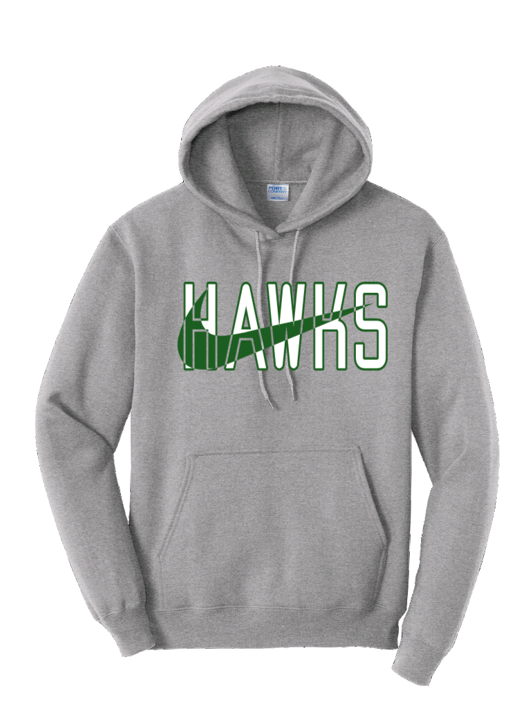 HILLSDALE HAWKS SWOOSH GREY HOODIE
