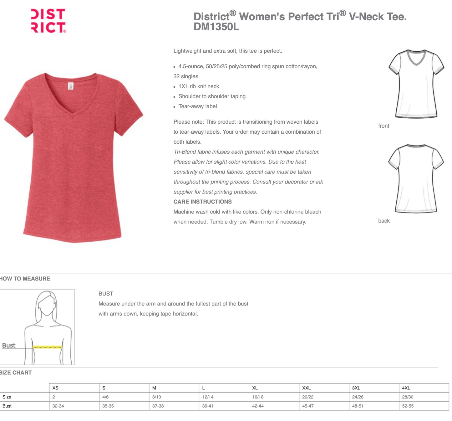 NORTHVALE TRI BLEND VNECK WOMENS/GIRLS  CUT TSHIRT