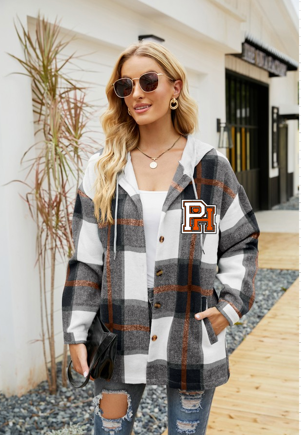 PVRDT PLAID SHACKET WITH EMBROIDERED PV