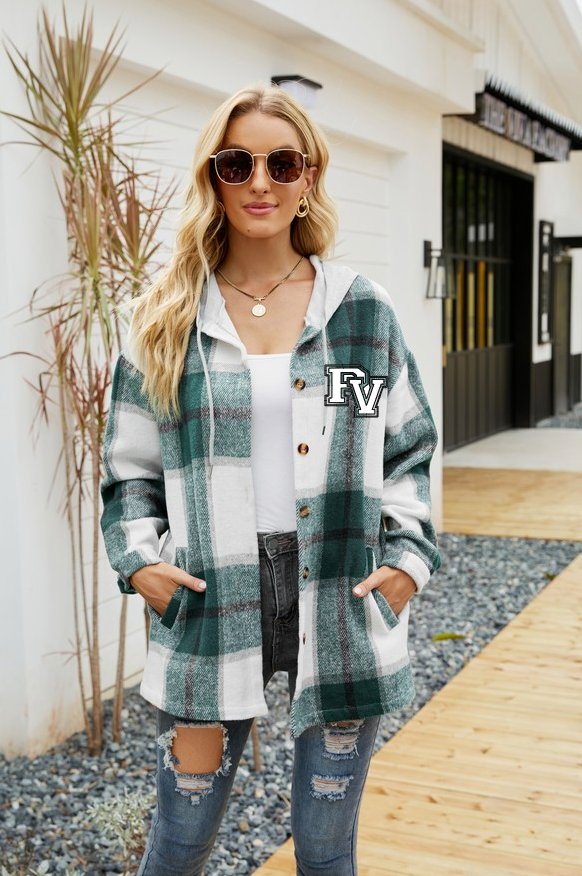PVRDT PLAID SHACKET WITH EMBROIDERED PV