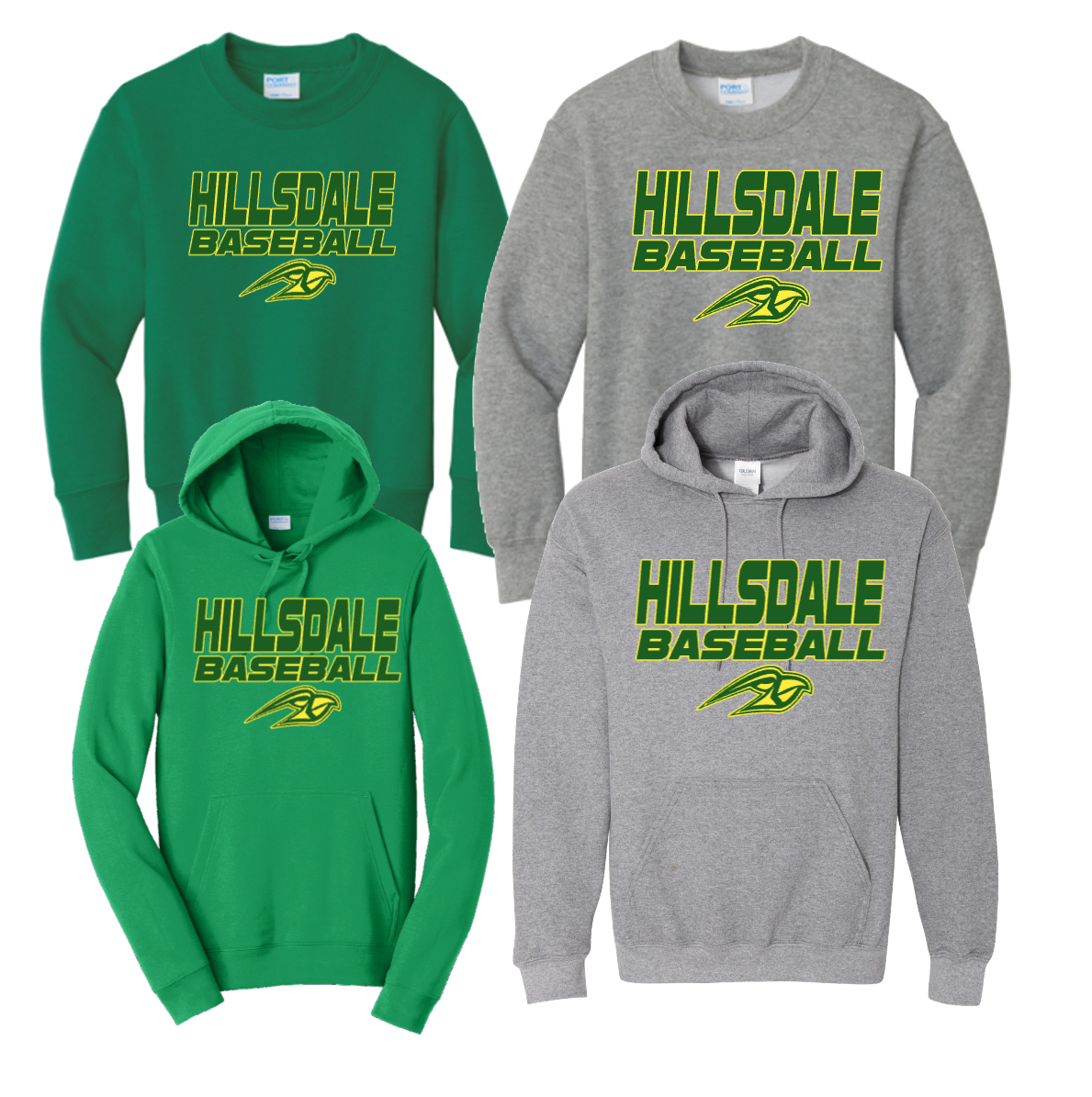 HILLSDALE HAWKS BASEBALL CREWNECK/HOODIE