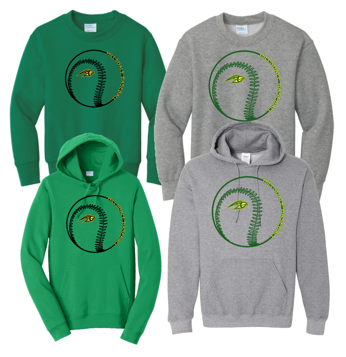 HILLSDALE HAWKS BASEBALL BASEBALL LOGO CREWNECK/HOODIE