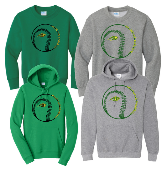 HILLSDALE HAWKS BASEBALL BASEBALL LOGO CREWNECK/HOODIE