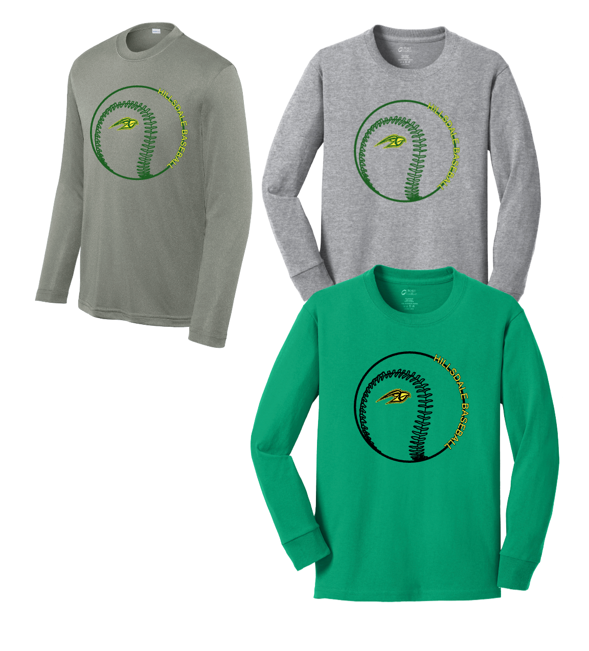 HILLSDALE HAWKS BASEBALL LONG SLEEVE BASEBALL LOGO SHIRT