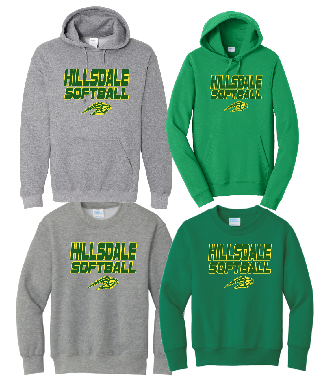 HILLSDALE HAWKS SOFTBALL CREWNECK/HOODIE