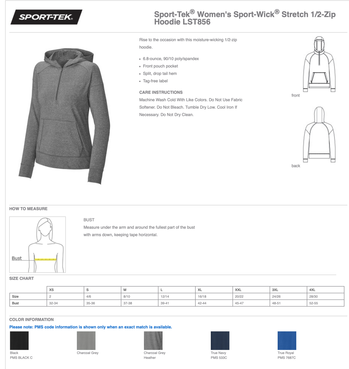 PASCACK HILLS LAROSSE SPORT WICK 1/2 ZIP HOODIE