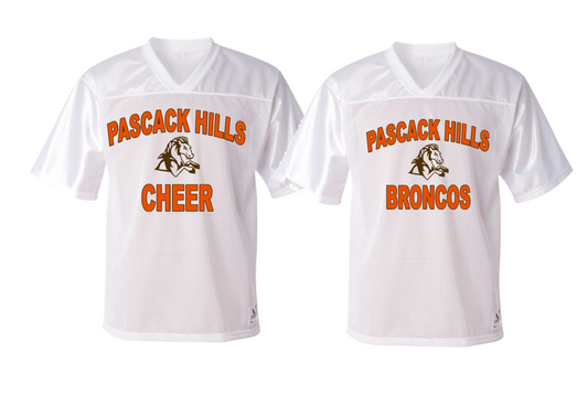 PASCACK HILLS CHEER/BRONCOS RHINESTONE FOOTBALL JERSEY