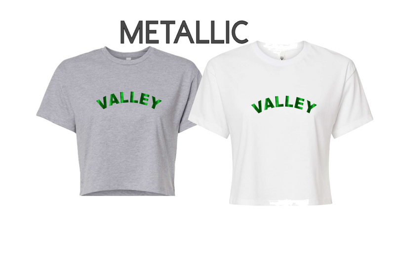 PASCACK VALLEY  CROP METALLIC FONT TEE