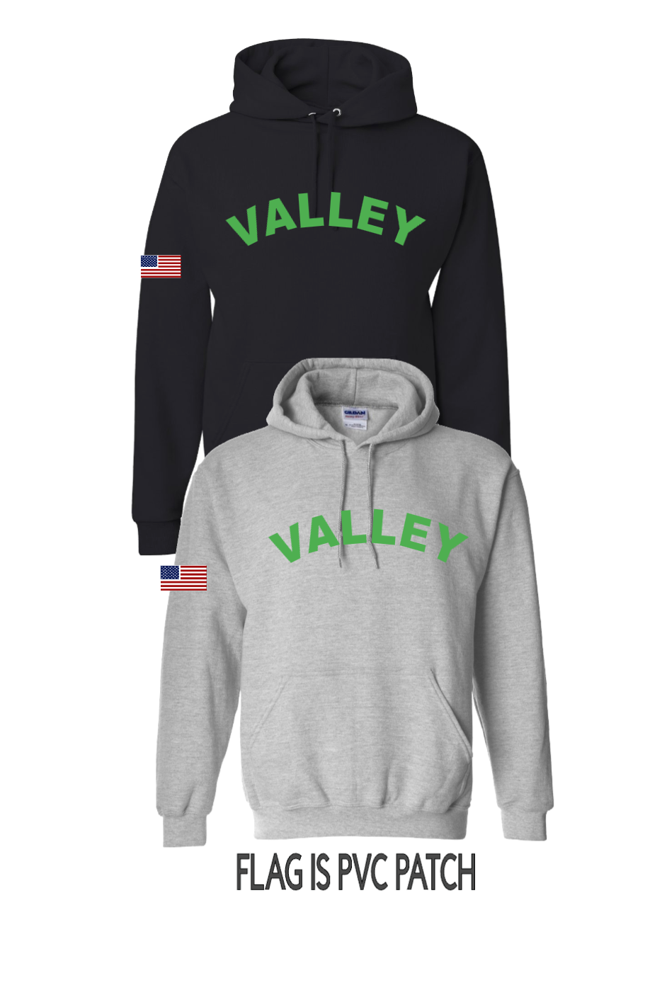 PASCACK VALLEY  HOODIE WITH FLAG PATCH
