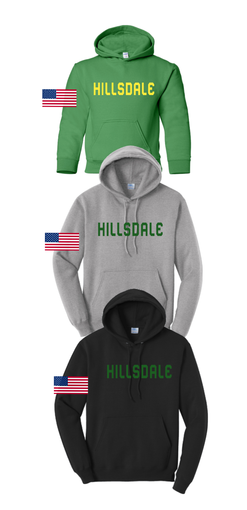 HILLSDALE HOODIE WITH FLAG PATCH
