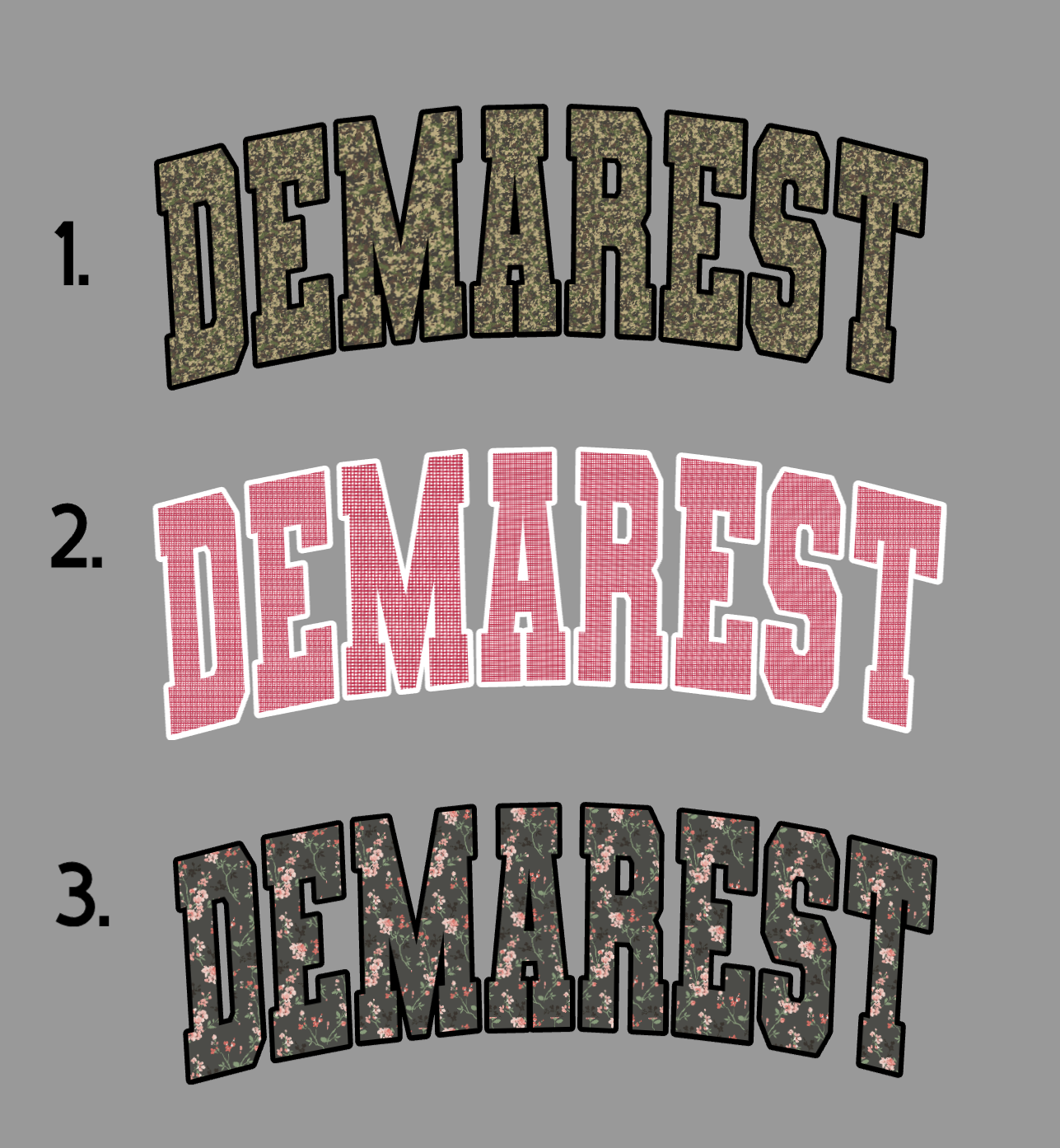 DEMAREST BLACK HOODIE/CREW/TSHIRT OPTION