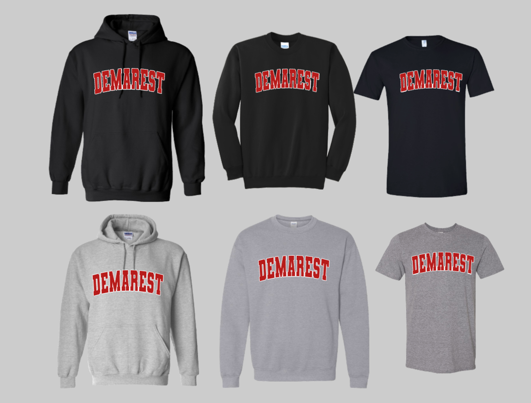 DEMAREST RED/WHITE FONT LOGO