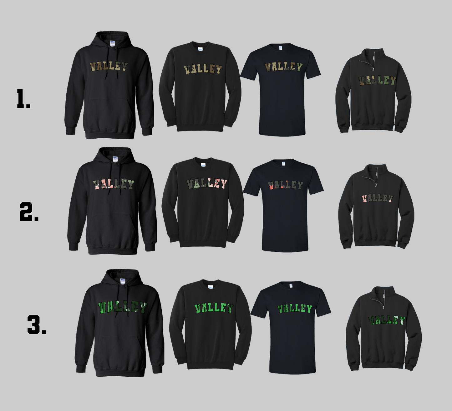 PASCACK VALLEY HOLIDAY BLACK  HOODIE/CREW/TSHIRT/1/4 ZIP OPTION