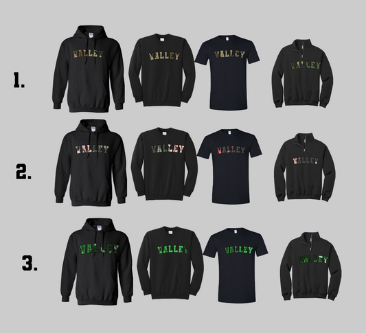 PASCACK VALLEY HOLIDAY BLACK  HOODIE/CREW/TSHIRT/1/4 ZIP OPTION