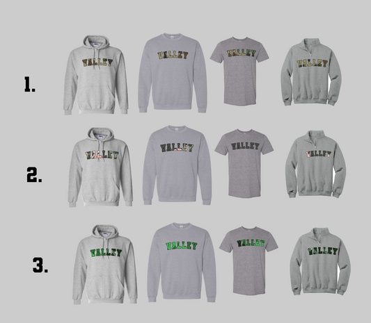 PASCACK VALLEY HOLIDAY GREY  HOODIE/CREW/TSHIRT/1/4 ZIP OPTION