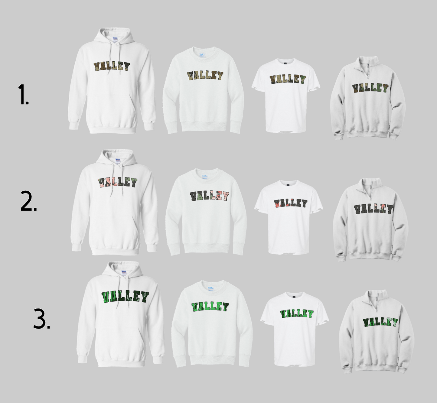 PASCACK VALLEY HOLIDAY WHITE HOODIE/CREW/TSHIRT/1/4 ZIP OPTION