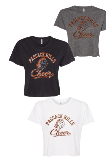 PASCACK HILLS CHEER CROP RHINESTONE TEE (BLACK REQUIRED COLOR)