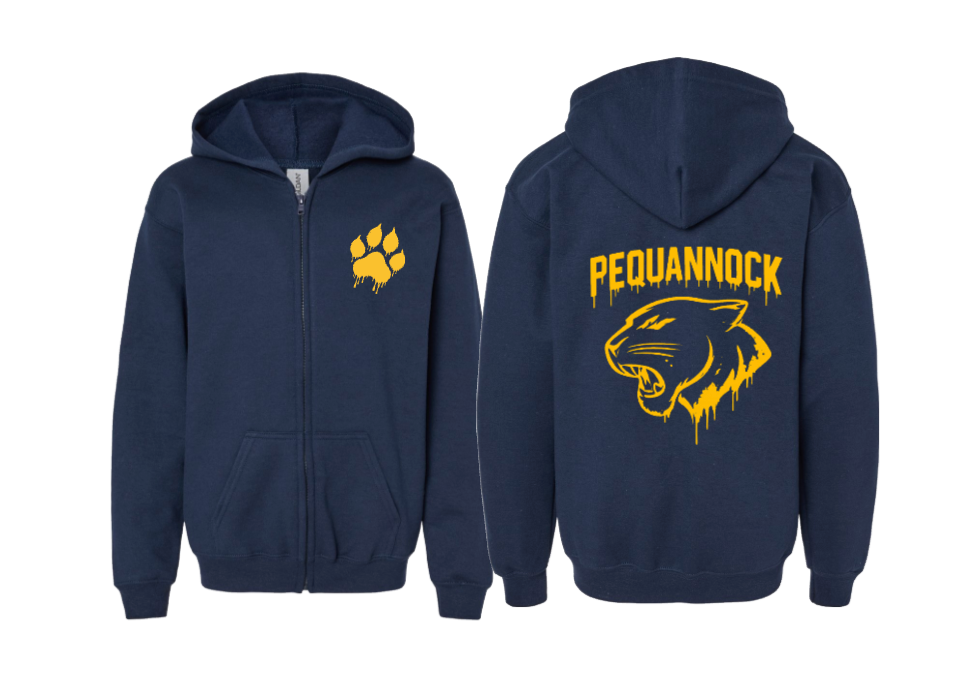 PEQUANNOCK PANTHERS DRIPPING ZIP UP HOODIE