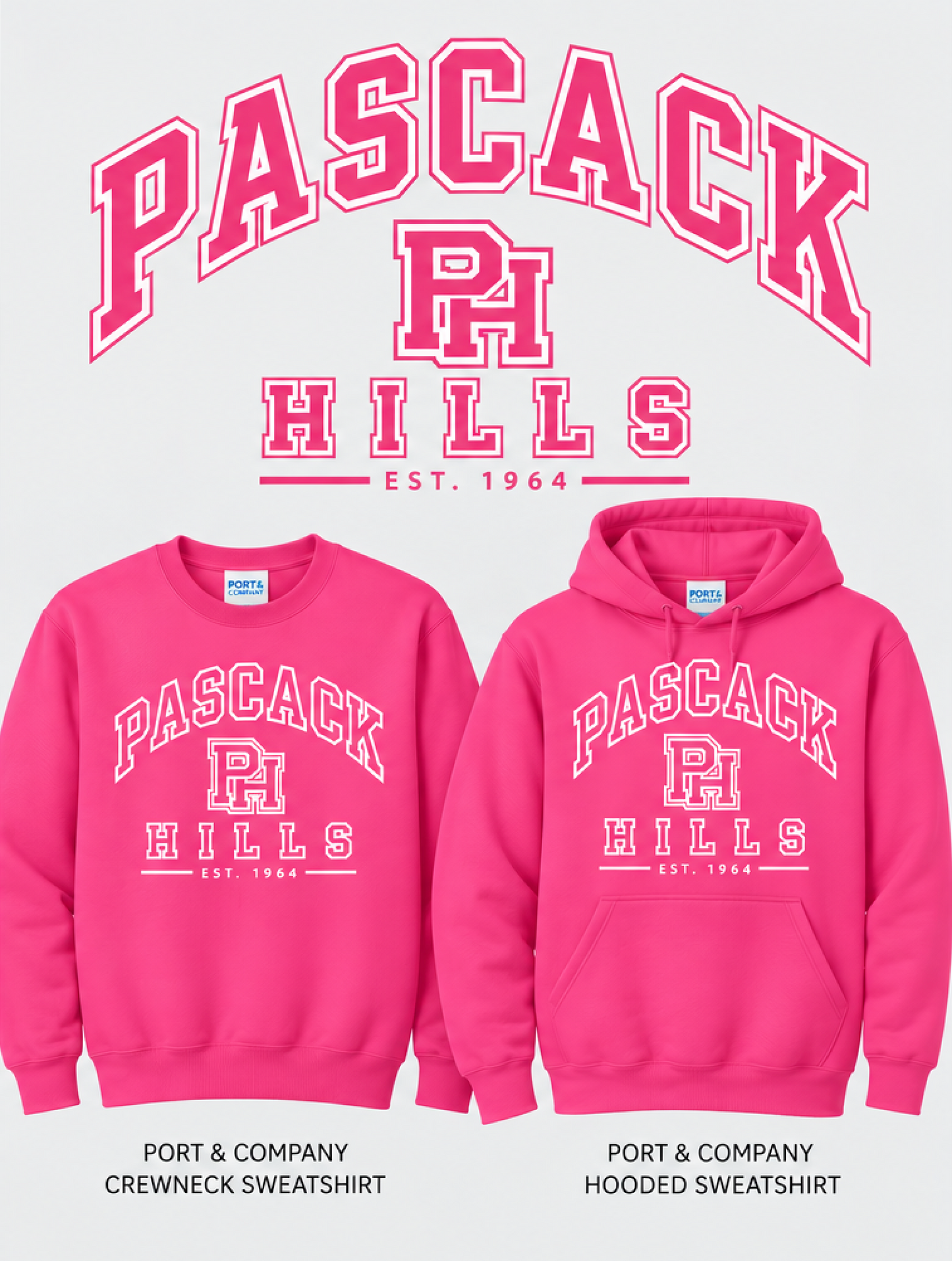 PASCACK HILLS PINK OUT CREWS/HOODIES