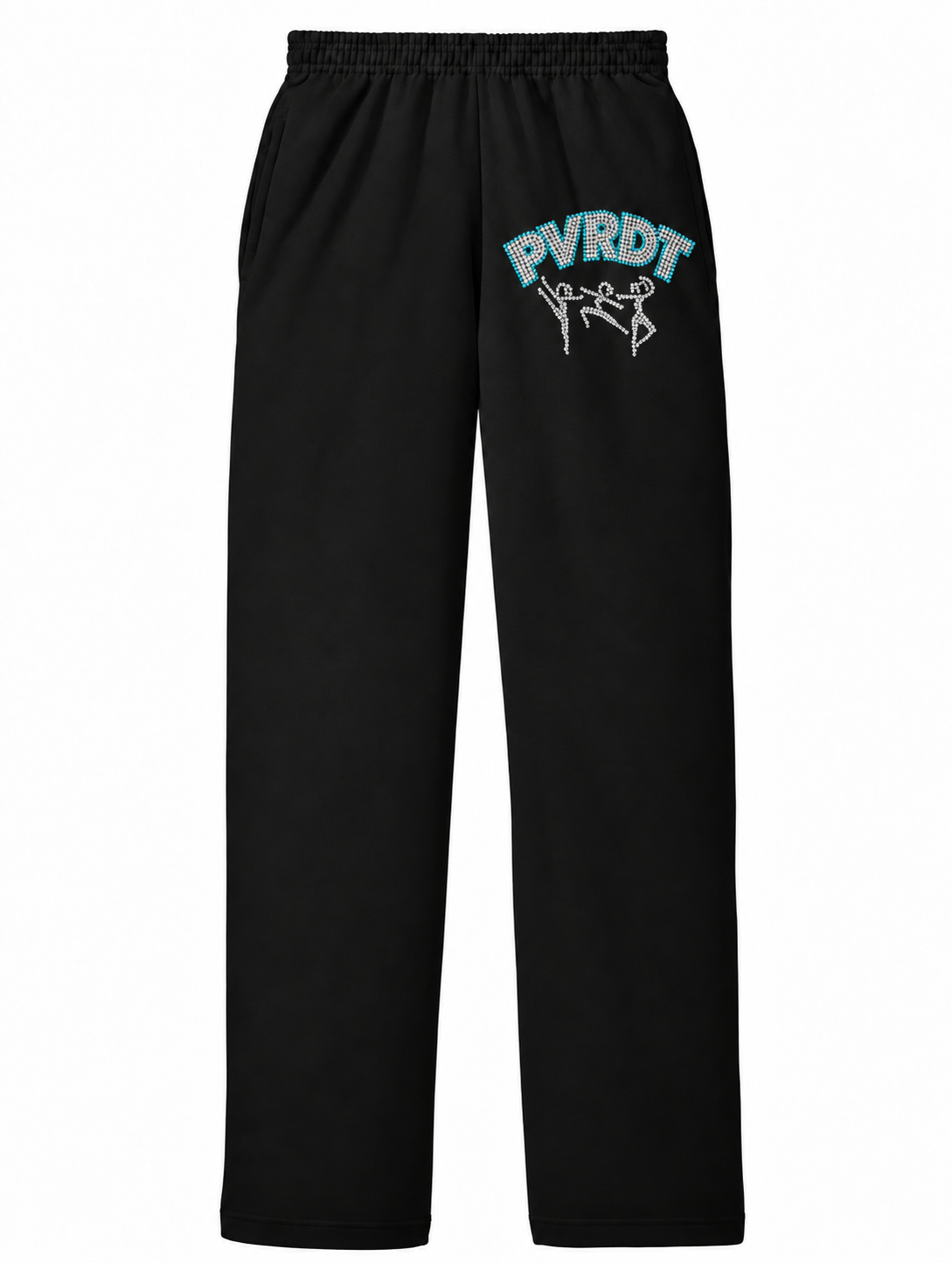 PVRDT OPEN BOTTOM RHINESTONE SWEATPANTS