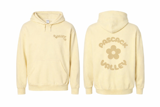 PASCACK VALLEY CLASS OF 2029 PALE YELLOW FLOWER HOODIE