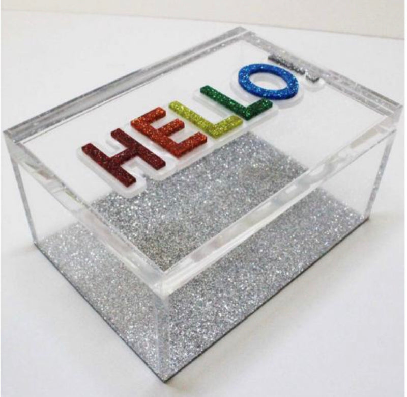 Glitter box with rainbow letter